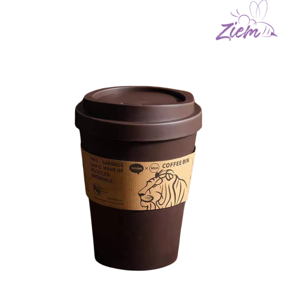 CUBO DE BASURA CON TAPA TIPO VASO CAFE