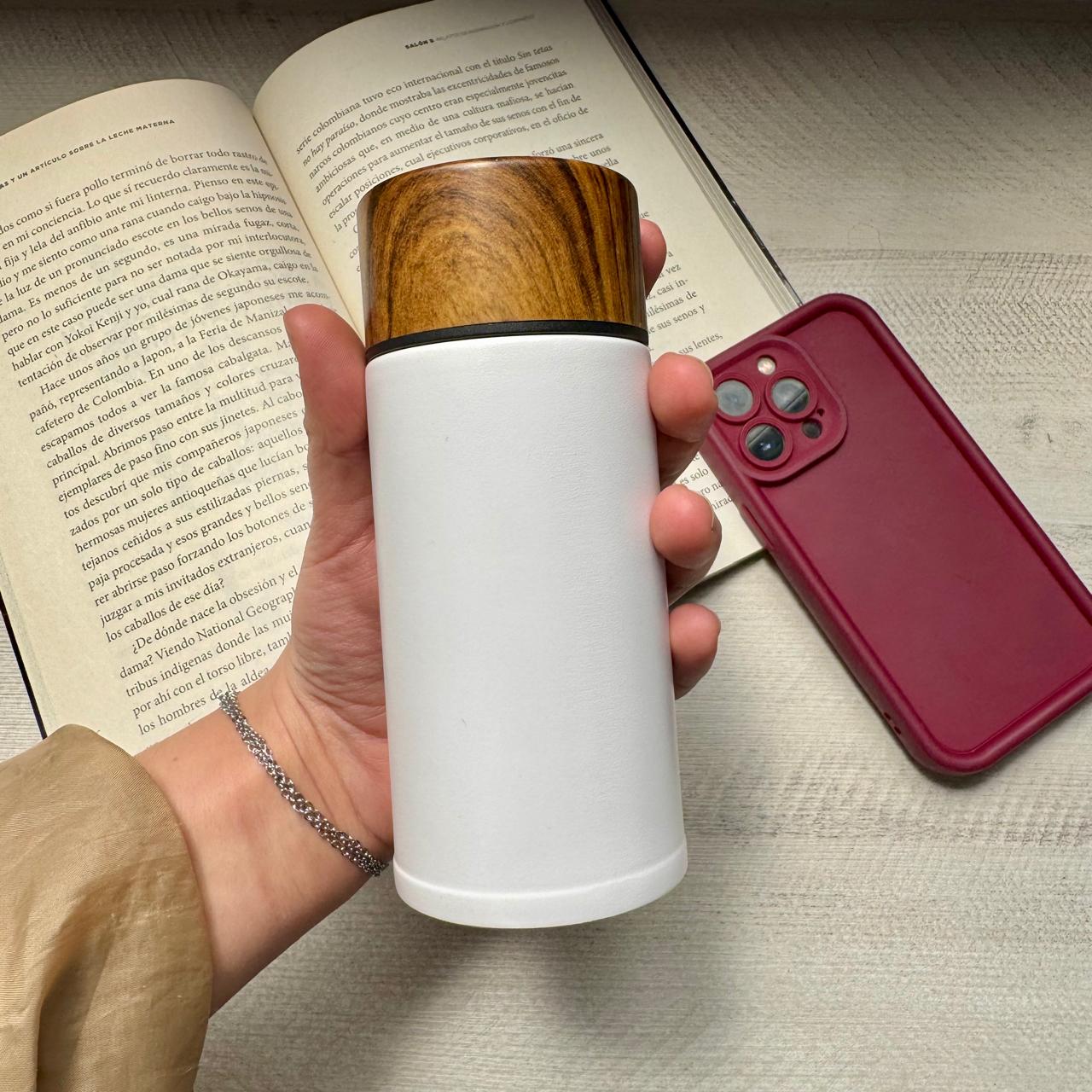 TERMO TAPA MADERA TEMPERATURA 220ML