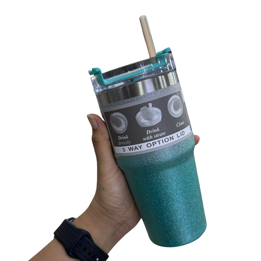 TERMO VASO TAPA PITILLO ESCARCHADO 600ML