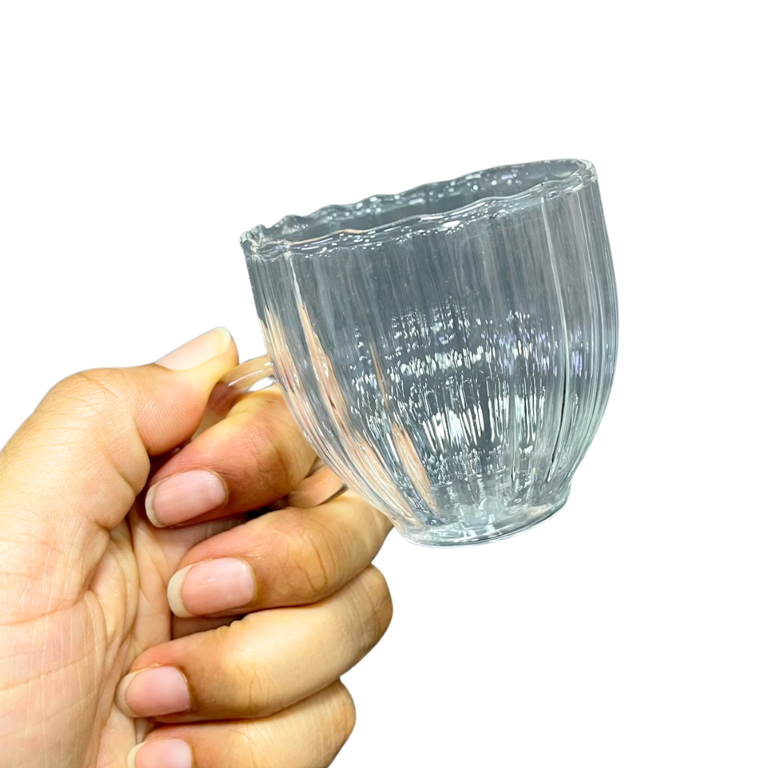 POCILLO DE VIDRIO TROQUELADO X6PCS 100ML