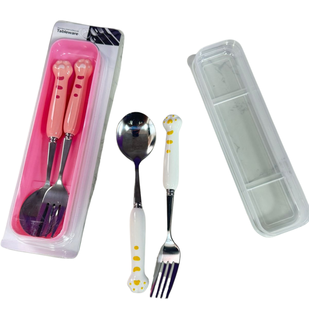 SET DE CUBIERTOS X2 PATITA DE GATO