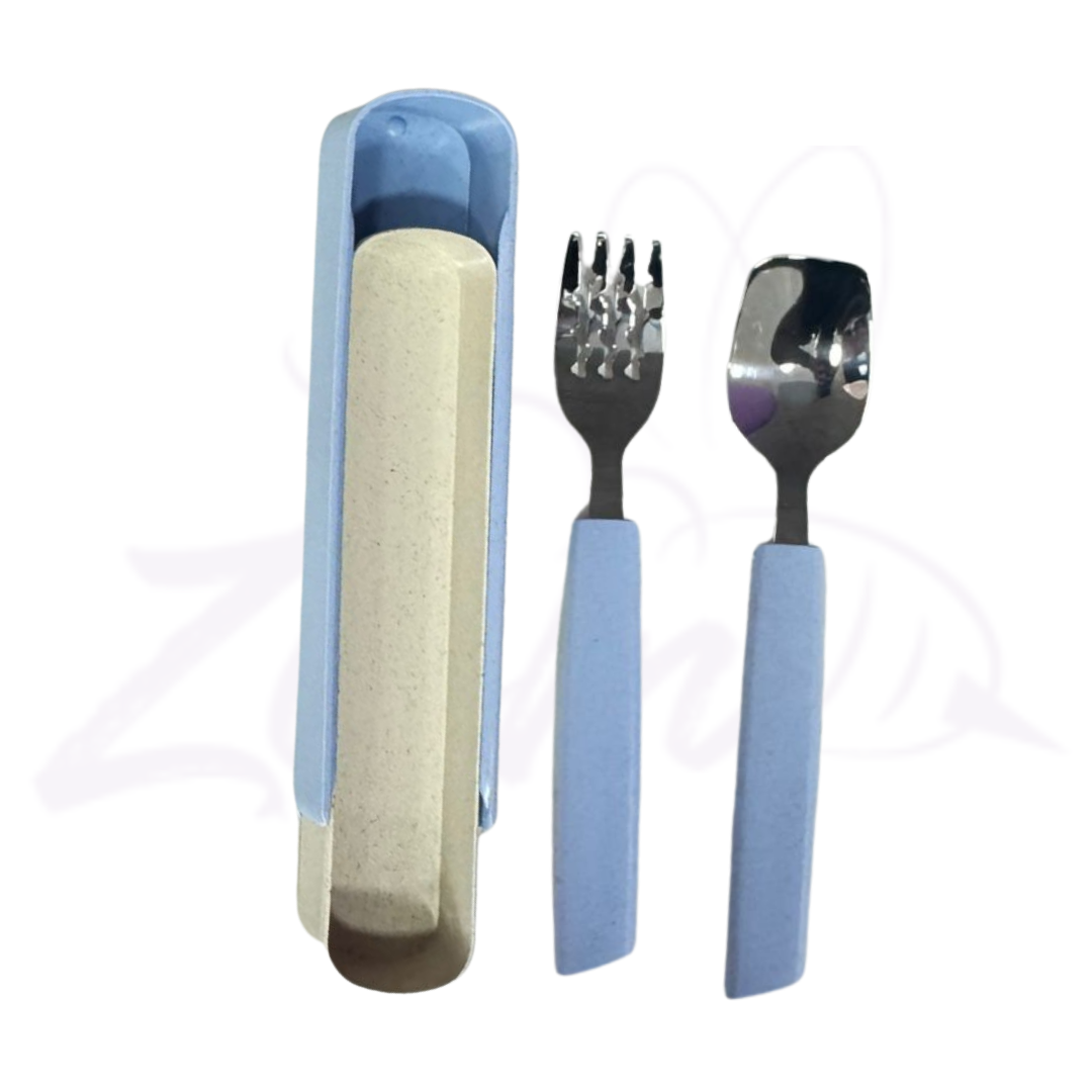 SET DE CUBIERTOS X2 ACERO Y FIBRA DE TRIGO