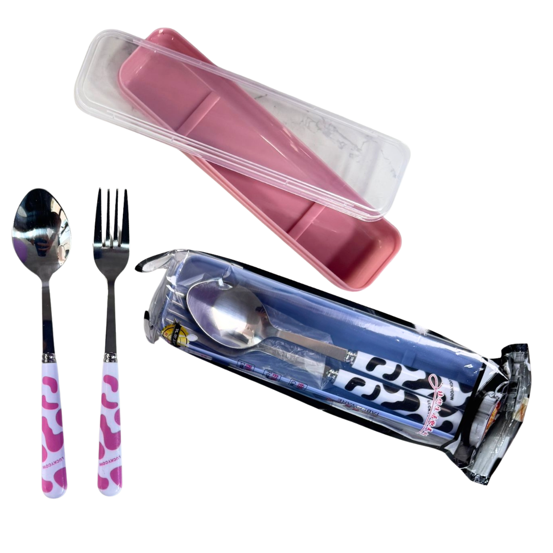 SET DE CUBIERTOS X2 ANIMAL PRINT