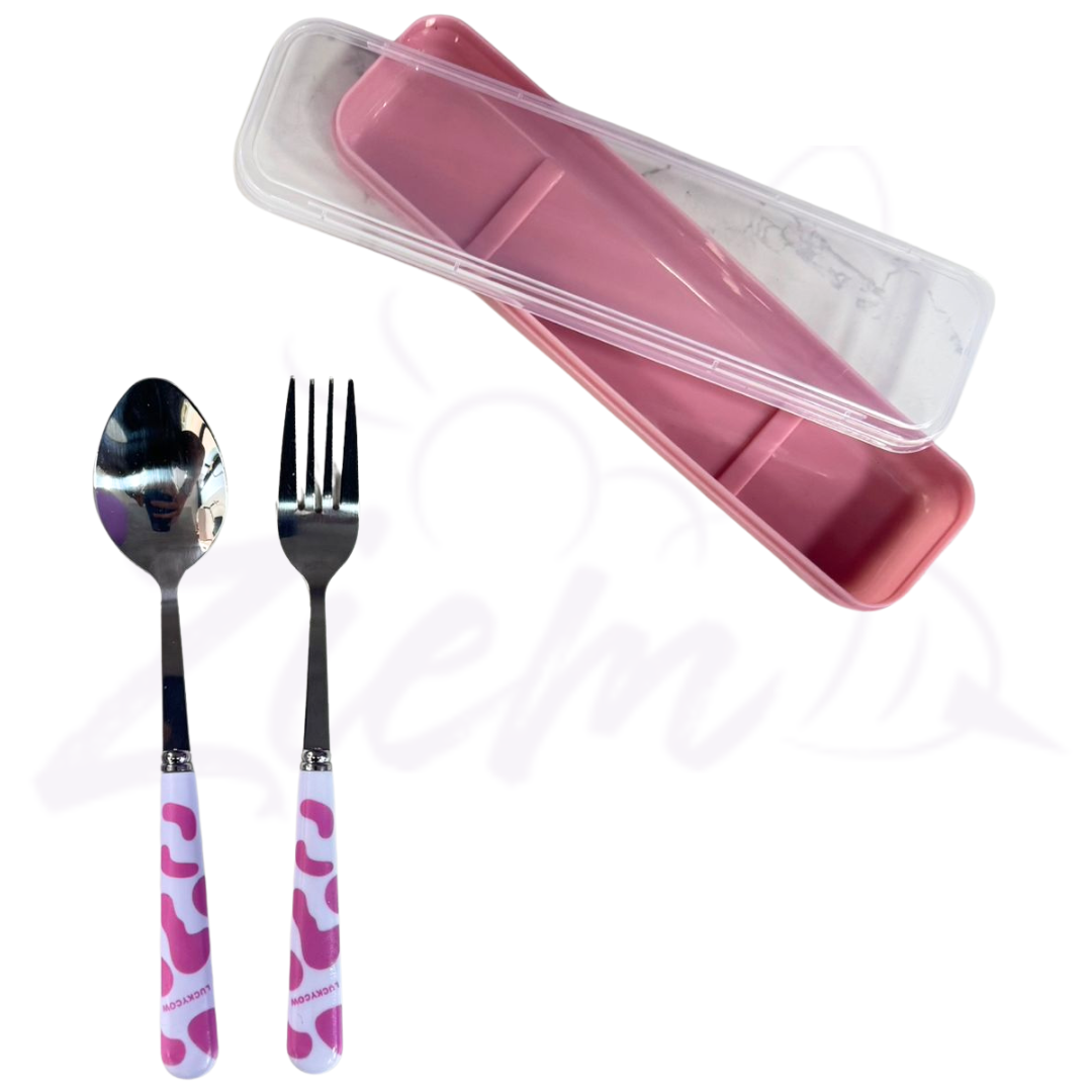 SET DE CUBIERTOS X2 ANIMAL PRINT