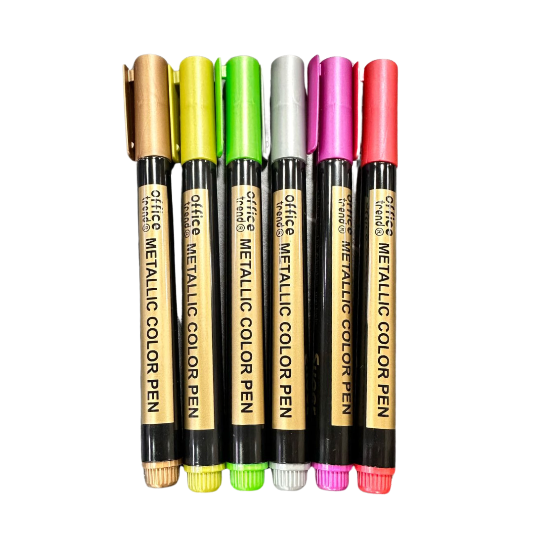 MARCADOR ESTUCHE X 6PCS METALIZADO