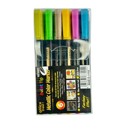 MARCADOR ESTUCHE X 6PCS METALIZADO