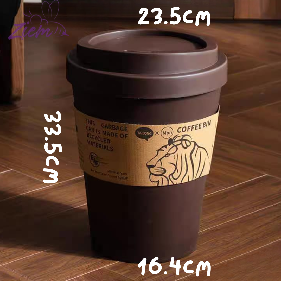 CUBO DE BASURA CON TAPA TIPO VASO CAFE