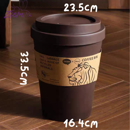 CUBO DE BASURA CON TAPA TIPO VASO CAFE
