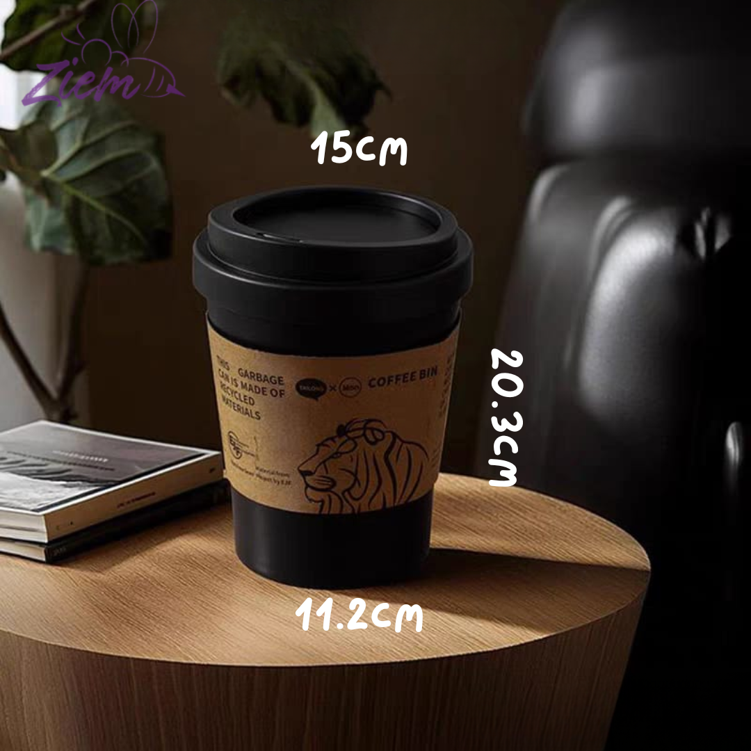 CUBO DE BASURA CON TAPA TIPO VASO CAFE