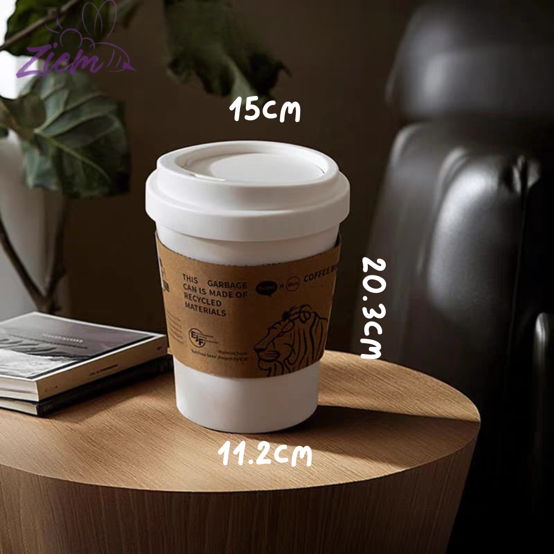 CUBO DE BASURA CON TAPA TIPO VASO CAFE