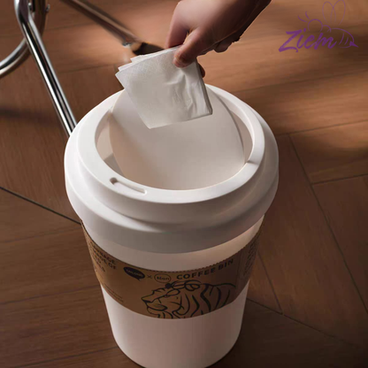 CUBO DE BASURA CON TAPA TIPO VASO CAFE