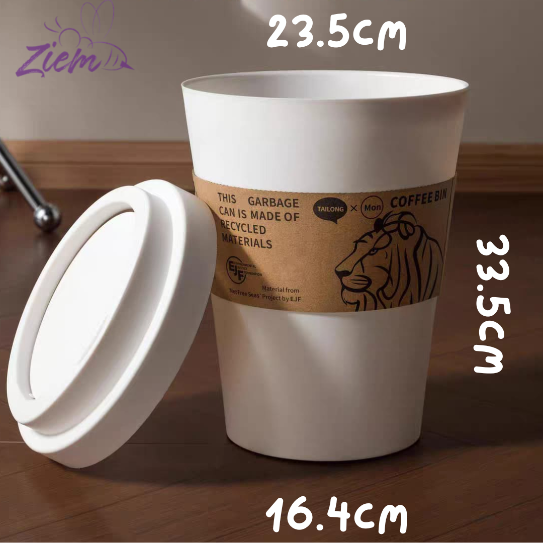 CUBO DE BASURA CON TAPA TIPO VASO CAFE