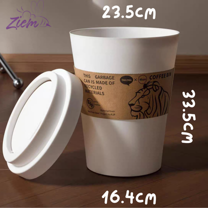 CUBO DE BASURA CON TAPA TIPO VASO CAFE