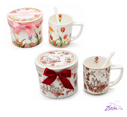 SET POCILLO CUCHARA X 2PCS CAJA LUJO