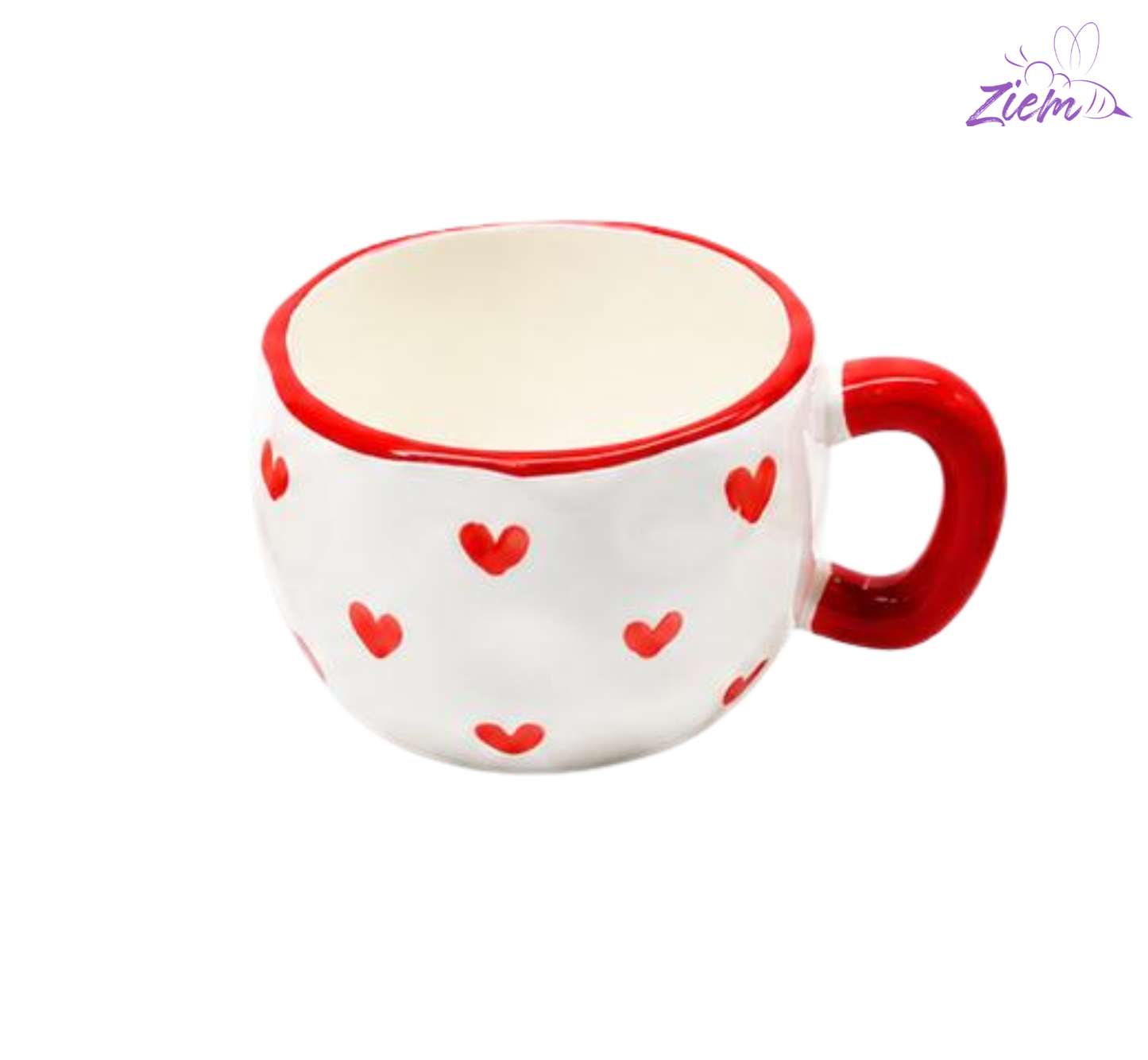 POCILLO CERAMICA PINTURA  FLOR-CORAZON