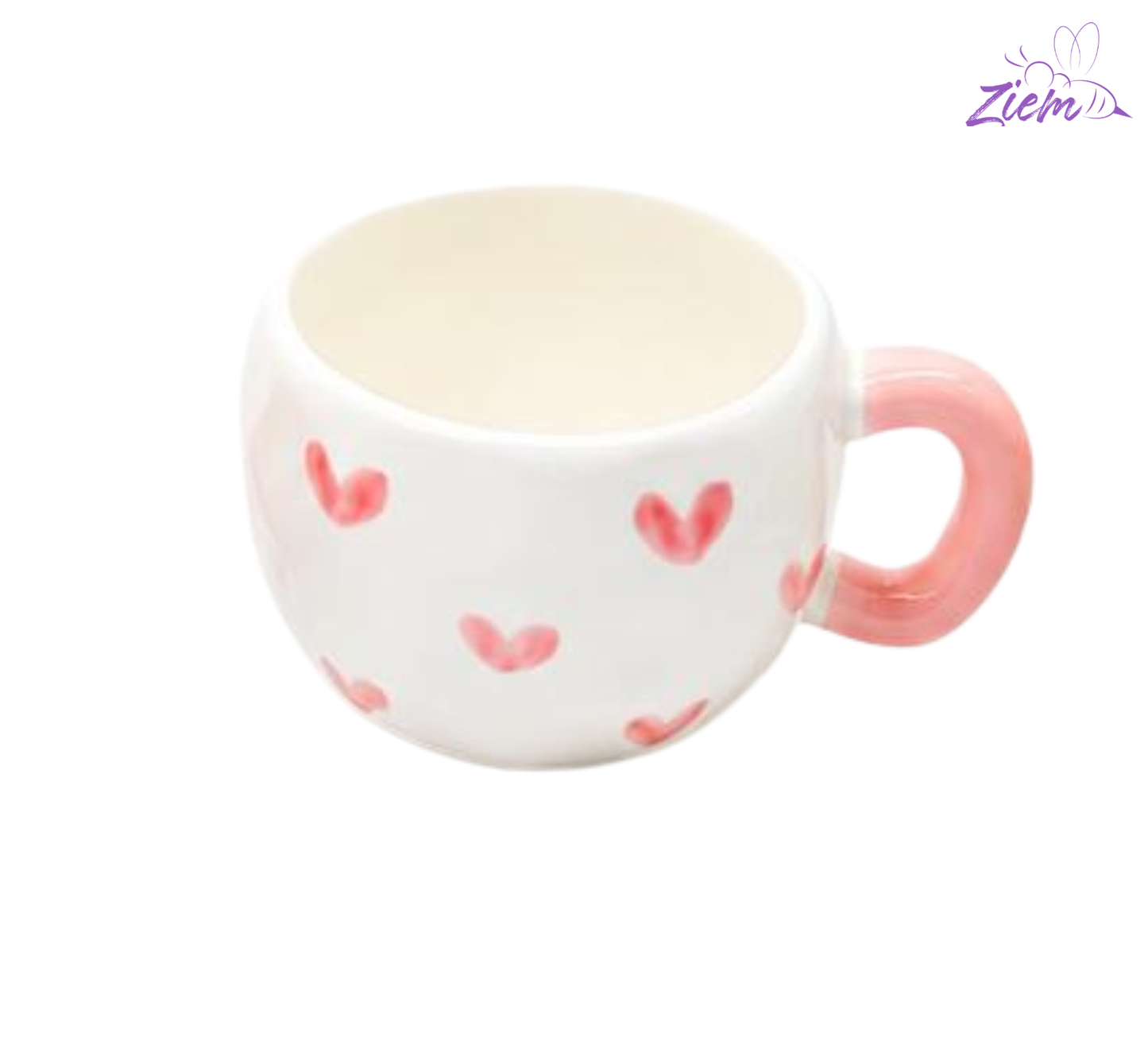POCILLO CERAMICA PINTURA  FLOR-CORAZON