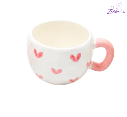 POCILLO CERAMICA PINTURA  FLOR-CORAZON