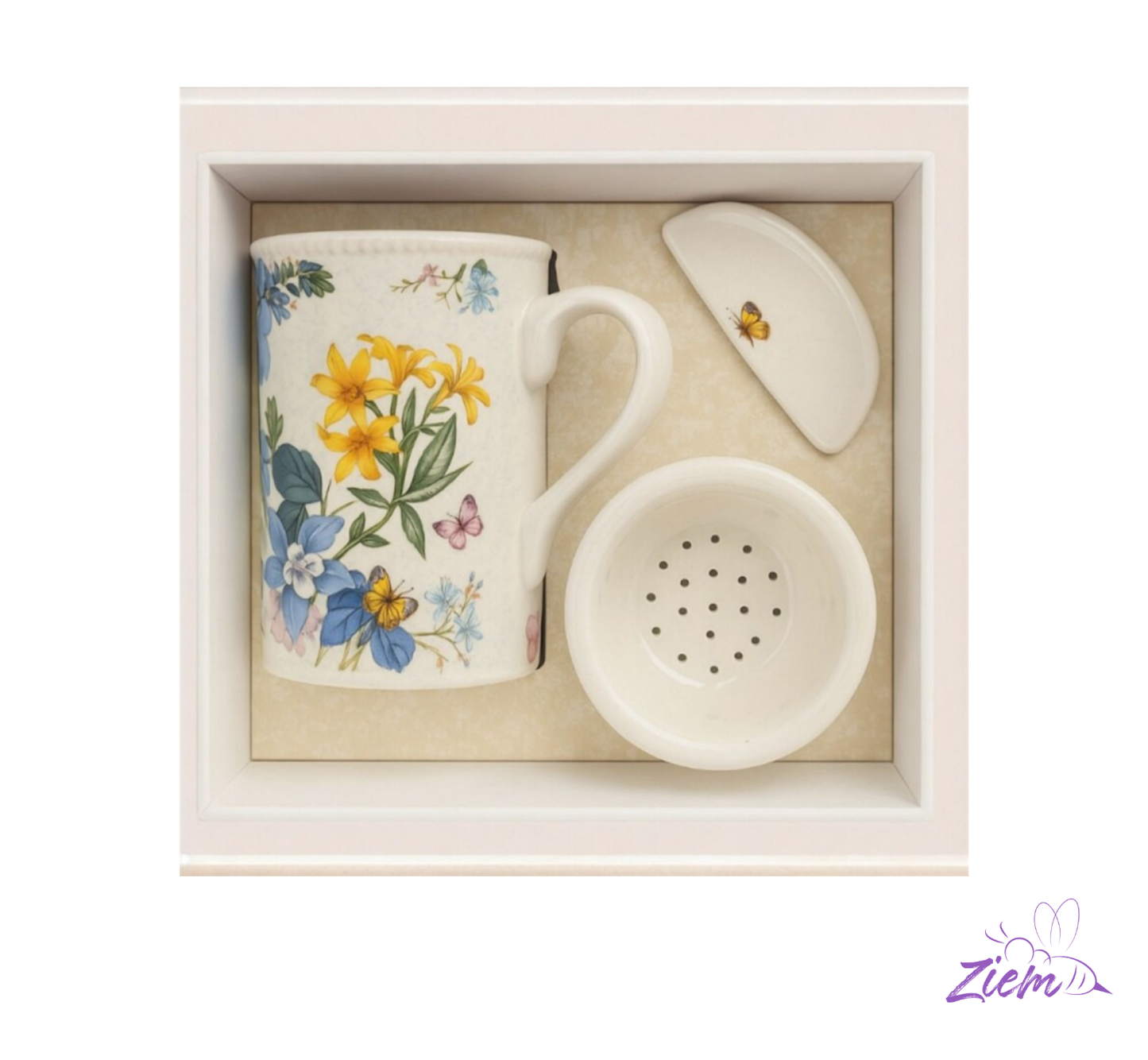 POCILLO TAPA MAYA CERAMICA INFUSION CAJA LUJO