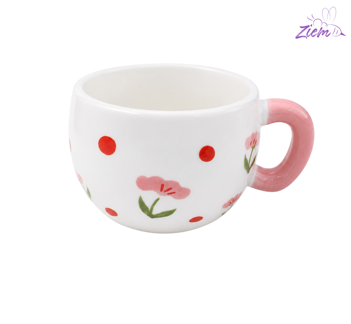 POCILLO CERAMICA PINTURA  FLOR-CORAZON