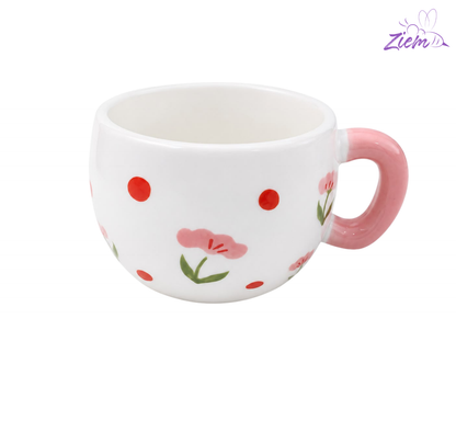 POCILLO CERAMICA PINTURA  FLOR-CORAZON