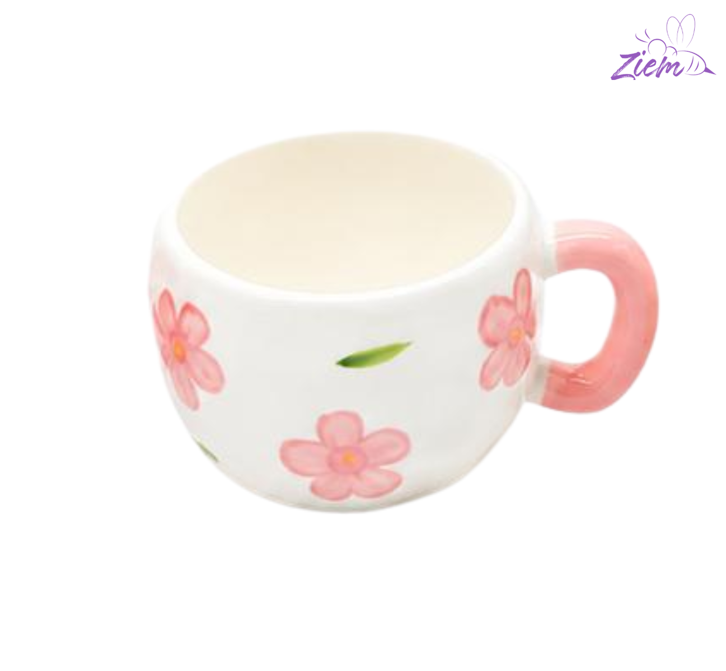 POCILLO CERAMICA PINTURA  FLOR-CORAZON