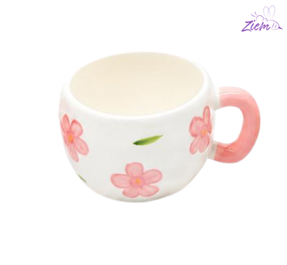POCILLO CERAMICA PINTURA  FLOR-CORAZON