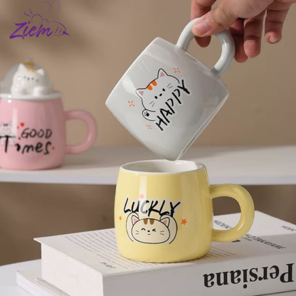 POCILLO CERAMIA GATO CON TAPA