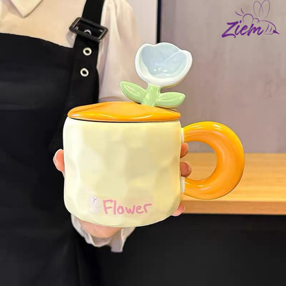 TAZA CERAMICA TULIPAN CON TAPA
