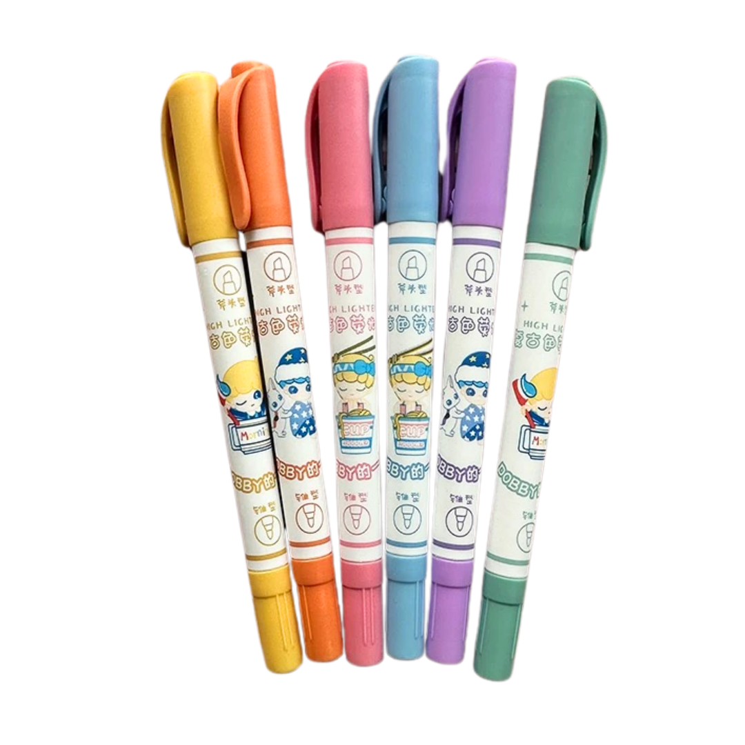 RESALTADOR ESTUCHE X 6PCS DOBLE PUNTA