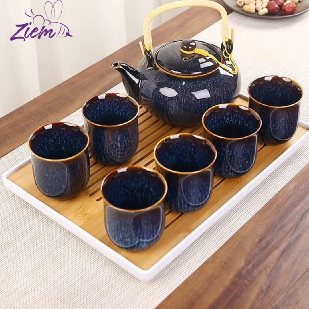SET DE TÉ CERAMICA TRADICIONAL X7PCS