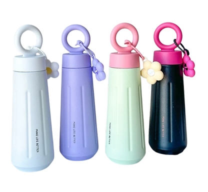 TERMO CON LLAVERO DE FLOR 450ML