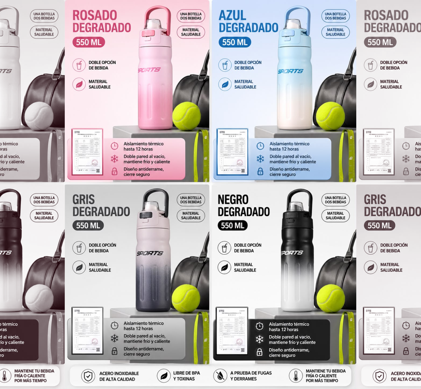 TERMO DOBLE BOQUILLA DEGRADE 550ML