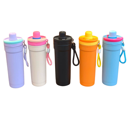 TERMO DOBLE BOQUILLA CON CORDON 600ML