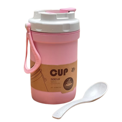 VASO PORTACOMIDAS EN FIBRA DE BAMBÚ CON CUCHARA – 500 ML