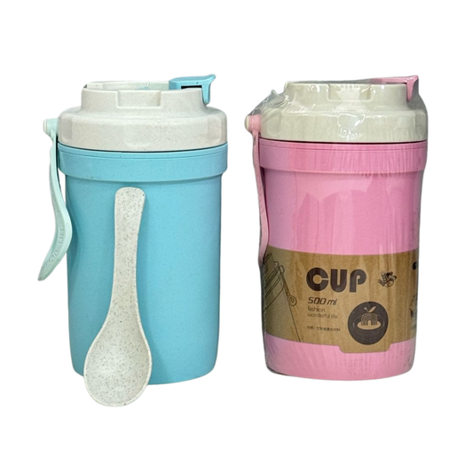 VASO PORTACOMIDAS EN FIBRA DE BAMBÚ CON CUCHARA – 500 ML