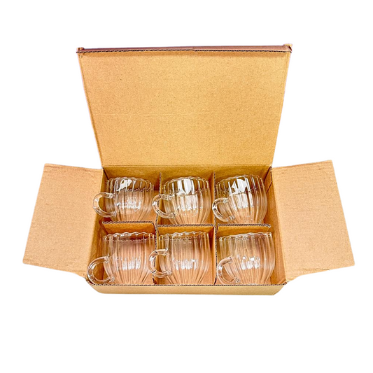 POCILLO DE VIDRIO TROQUELADO X6PCS 100ML
