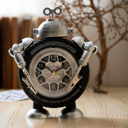 RELOJ DESPERTADOR LLANTA ROBOT