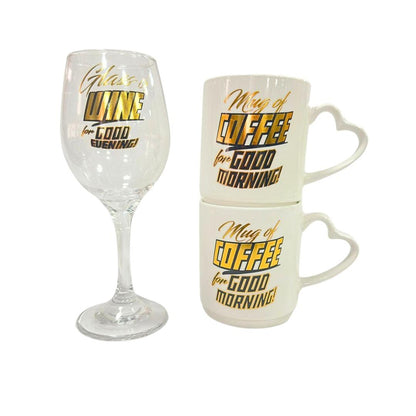 SET POCILLO Y COPA DE VINO X 3PCS