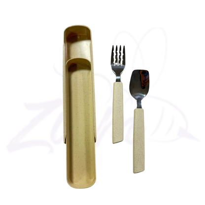 SET DE CUBIERTOS X2 ACERO Y FIBRA DE TRIGO