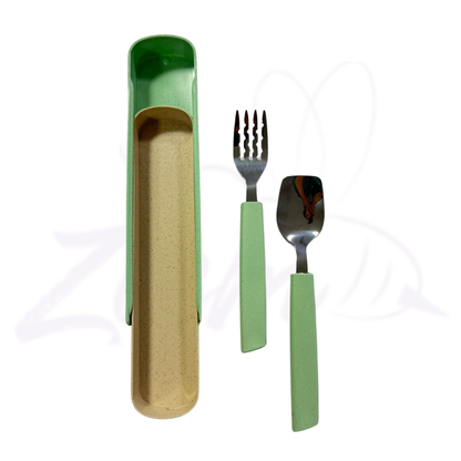 SET DE CUBIERTOS X2 ACERO Y FIBRA DE TRIGO