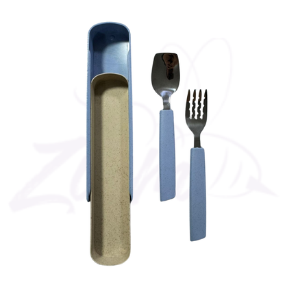 SET DE CUBIERTOS X2 ACERO Y FIBRA DE TRIGO