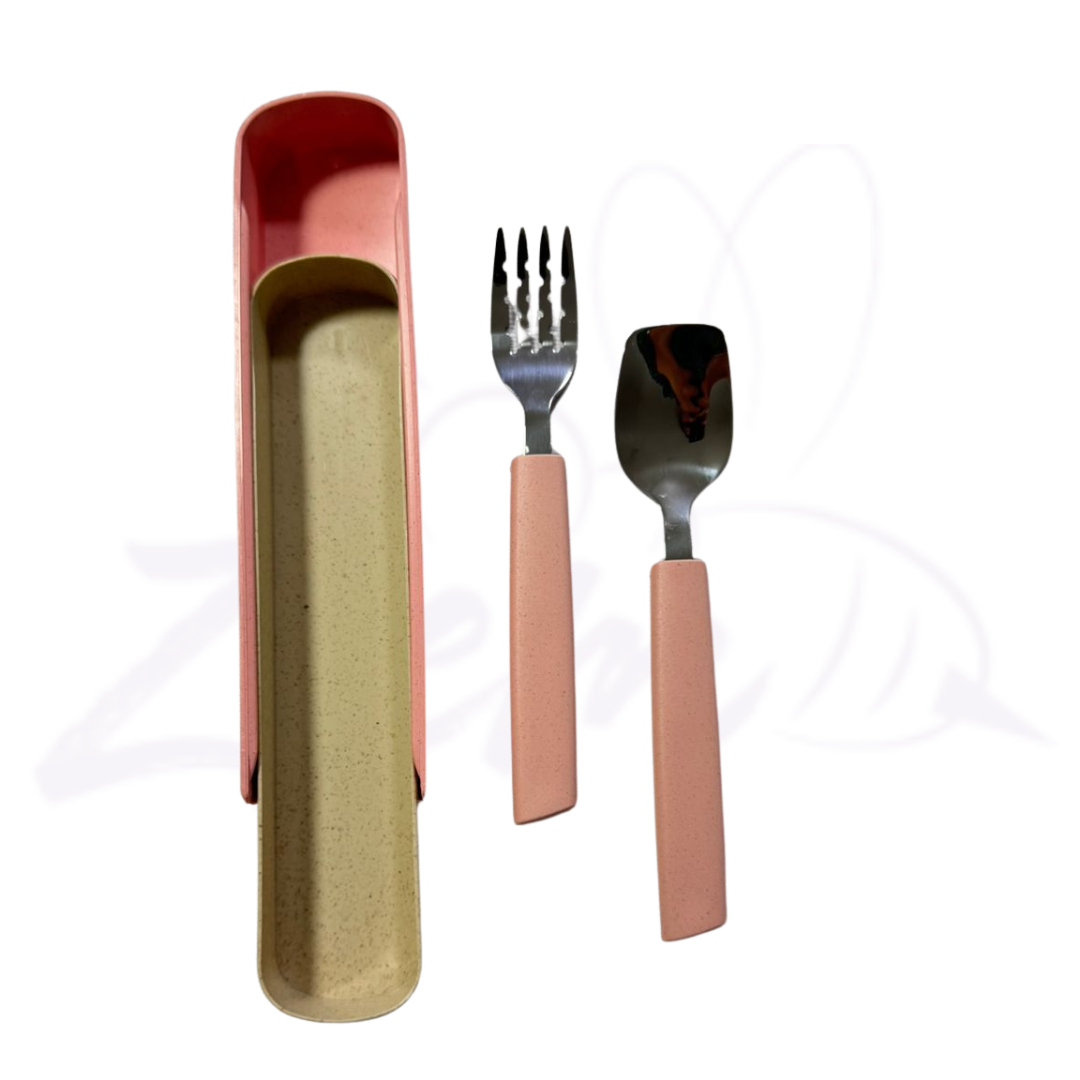 SET DE CUBIERTOS X2 ACERO Y FIBRA DE TRIGO