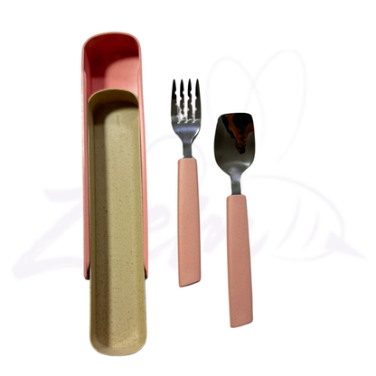 SET DE CUBIERTOS X2 ACERO Y FIBRA DE TRIGO