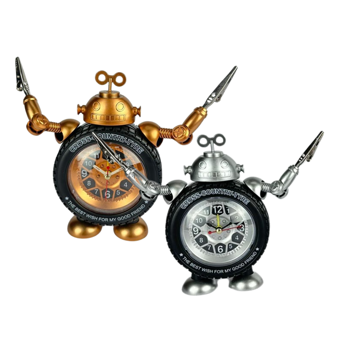 RELOJ DESPERTADOR LLANTA ROBOT