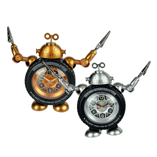 RELOJ DESPERTADOR LLANTA ROBOT